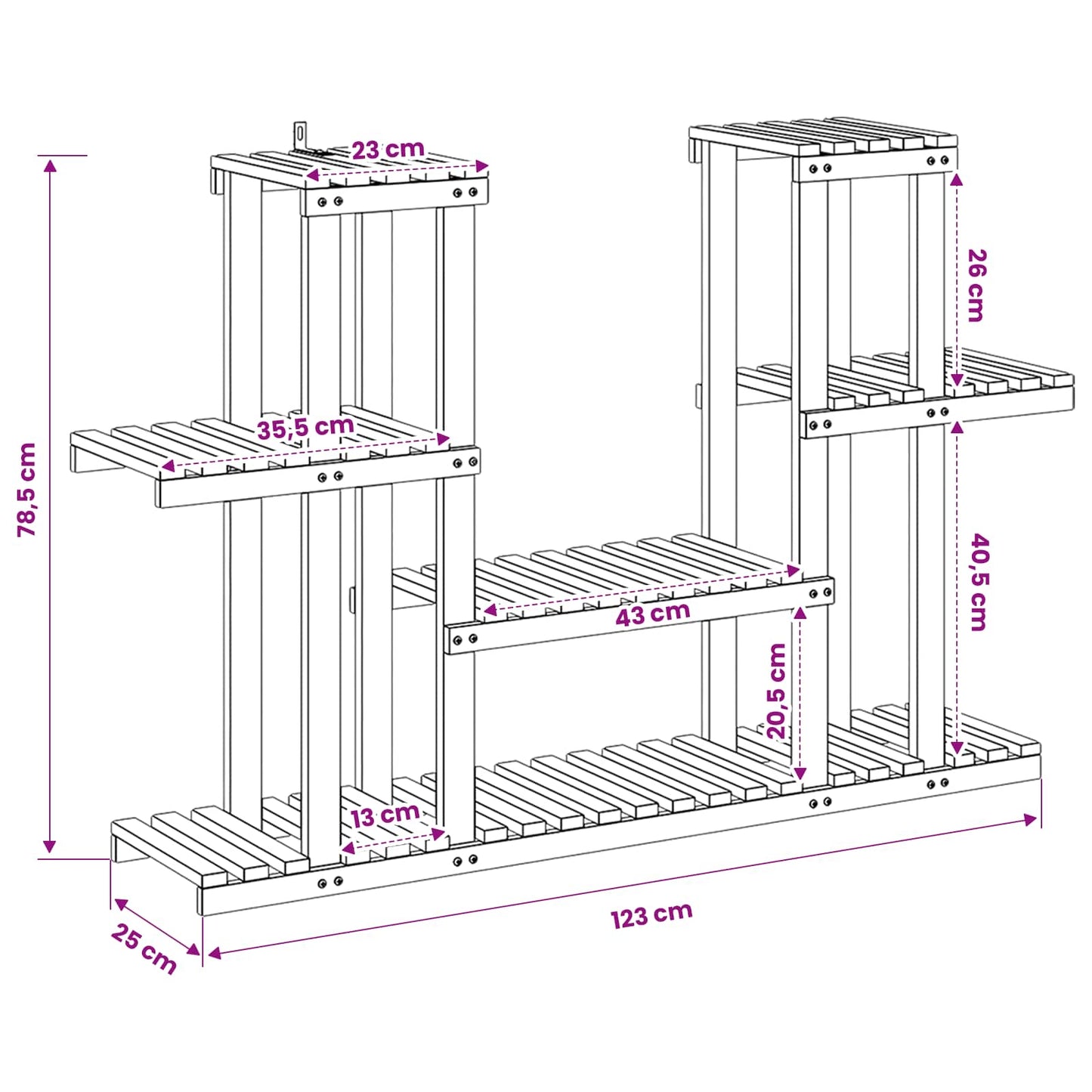 Plant Stand Natural 123 x 25 x 78.5 cm Solid Acacia Wood