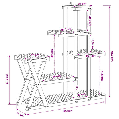 Plant Stand Natural 95 x 25 x 101.5 cm Solid Acacia Wood
