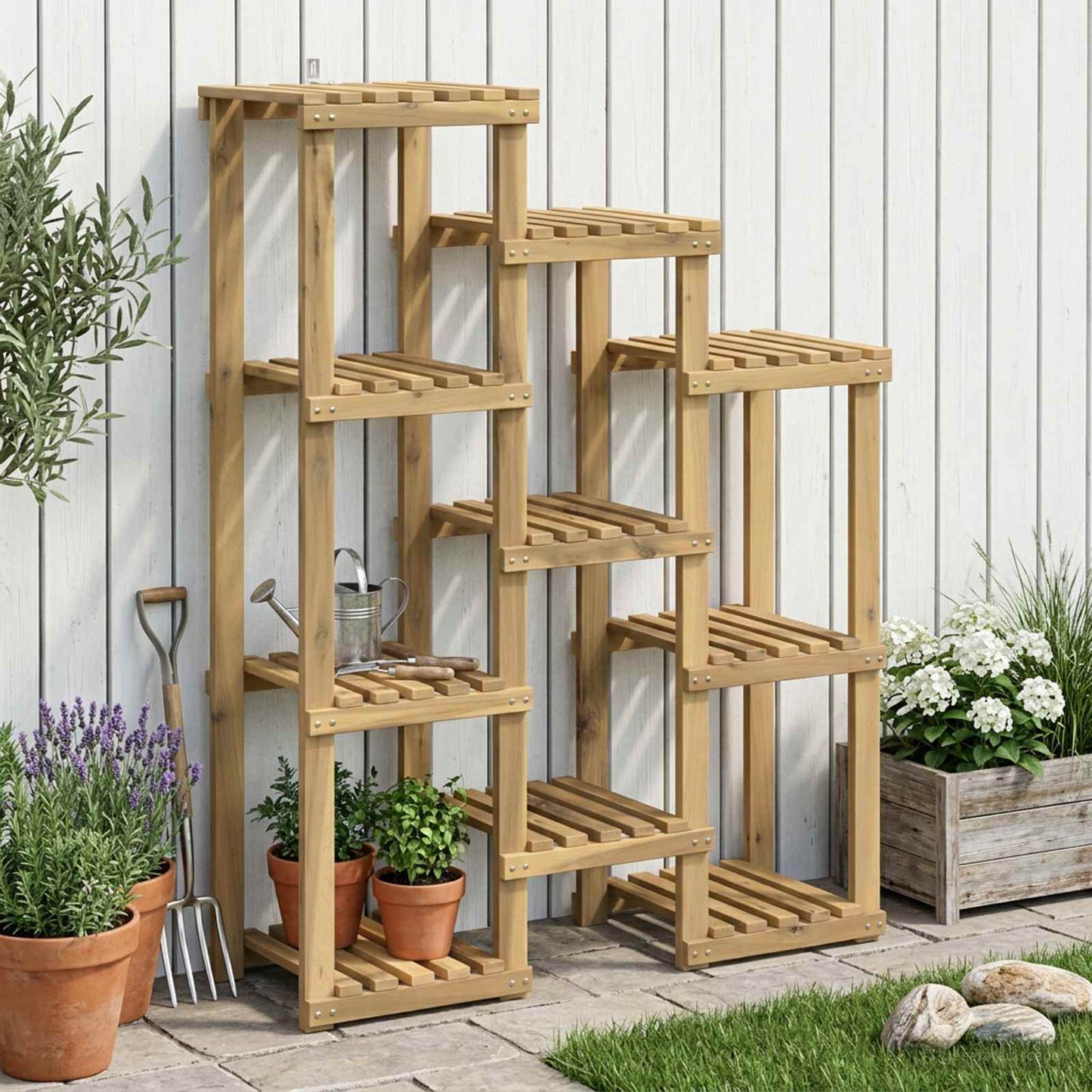 Plant Stand White 85 x 30 x 114.5 cm Solid Acacia Wood