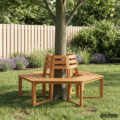 Tree Bench 2 pcs 160 x 140 x 86 cm Solid Acacia Wood Natural