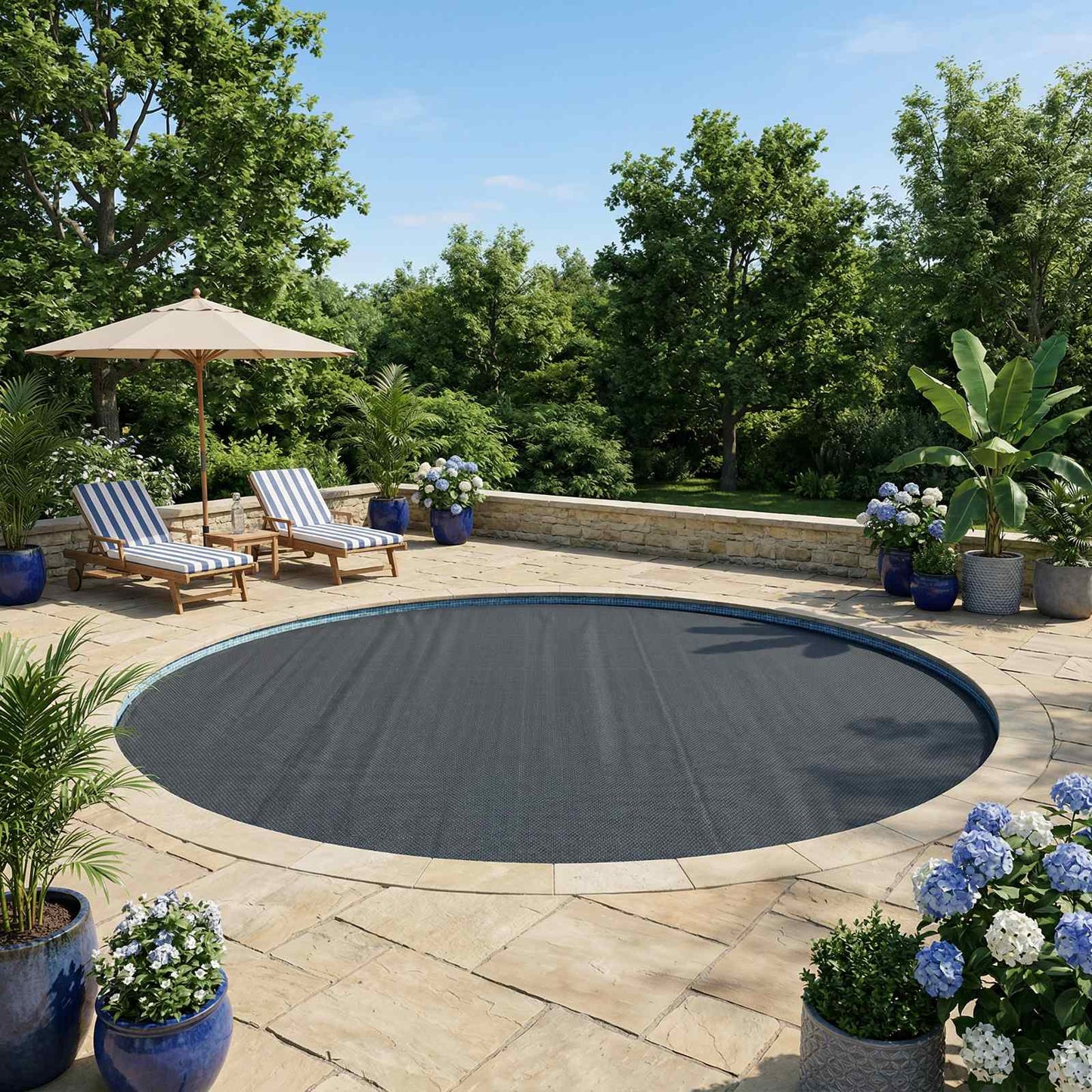 Solar Pool Cover Heavy Quality Ø 600 cm 200 μm Round PE Black