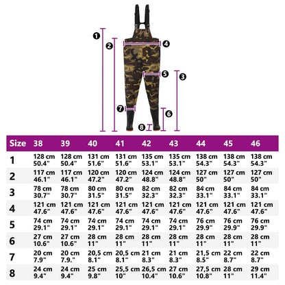 Chest Waders with Boots Size 41 Camouflage