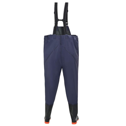 Chest Waders with Boots PVC knit fabric Size 46 Blue