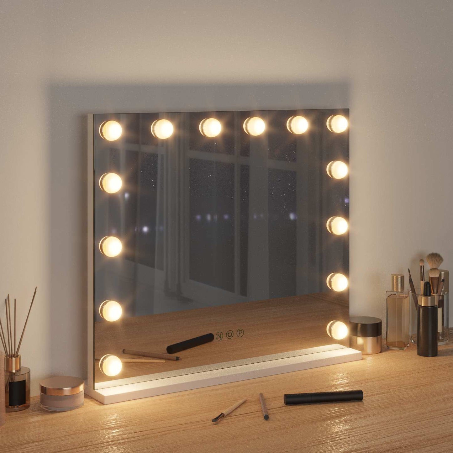 LED Vanity Mirror White 50 x 10 x 44 cm Glass and Steel
