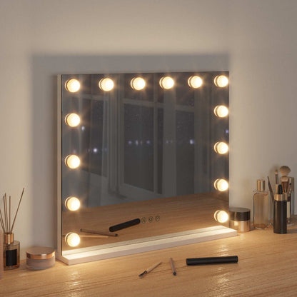 LED Vanity Mirror White 50 x 10 x 44 cm Glass and Steel