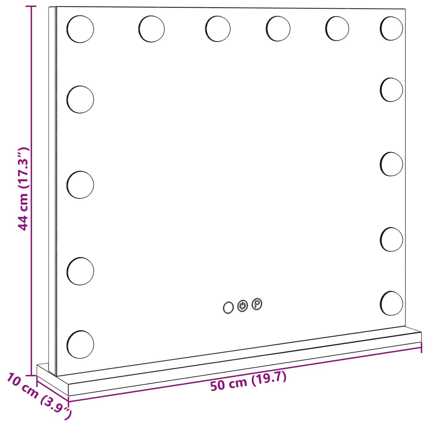 LED Vanity Mirror White 50 x 10 x 44 cm Glass and Steel