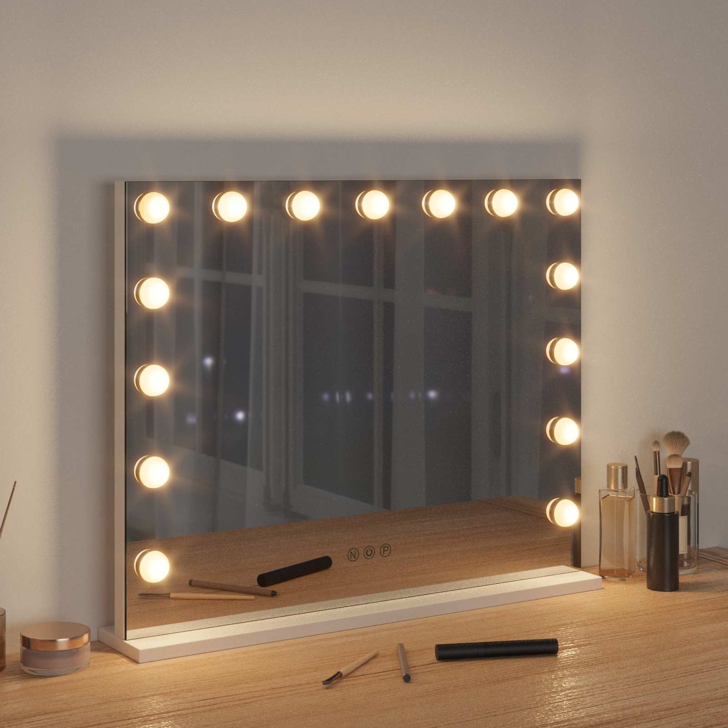 LED Vanity Mirror White 58 x 10 x 47 cm Glass and Steel