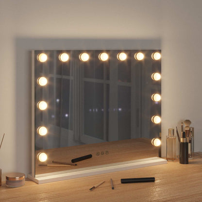LED Vanity Mirror White 58 x 10 x 47 cm Glass and Steel