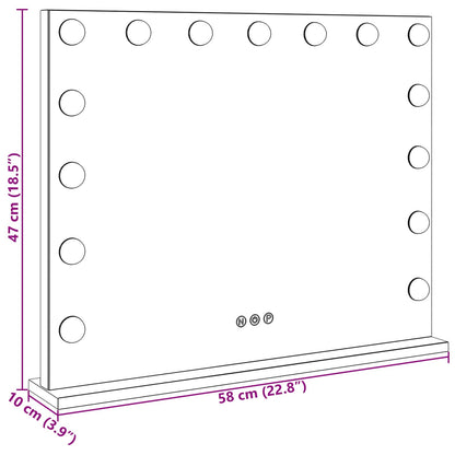 LED Vanity Mirror White 58 x 10 x 47 cm Glass and Steel