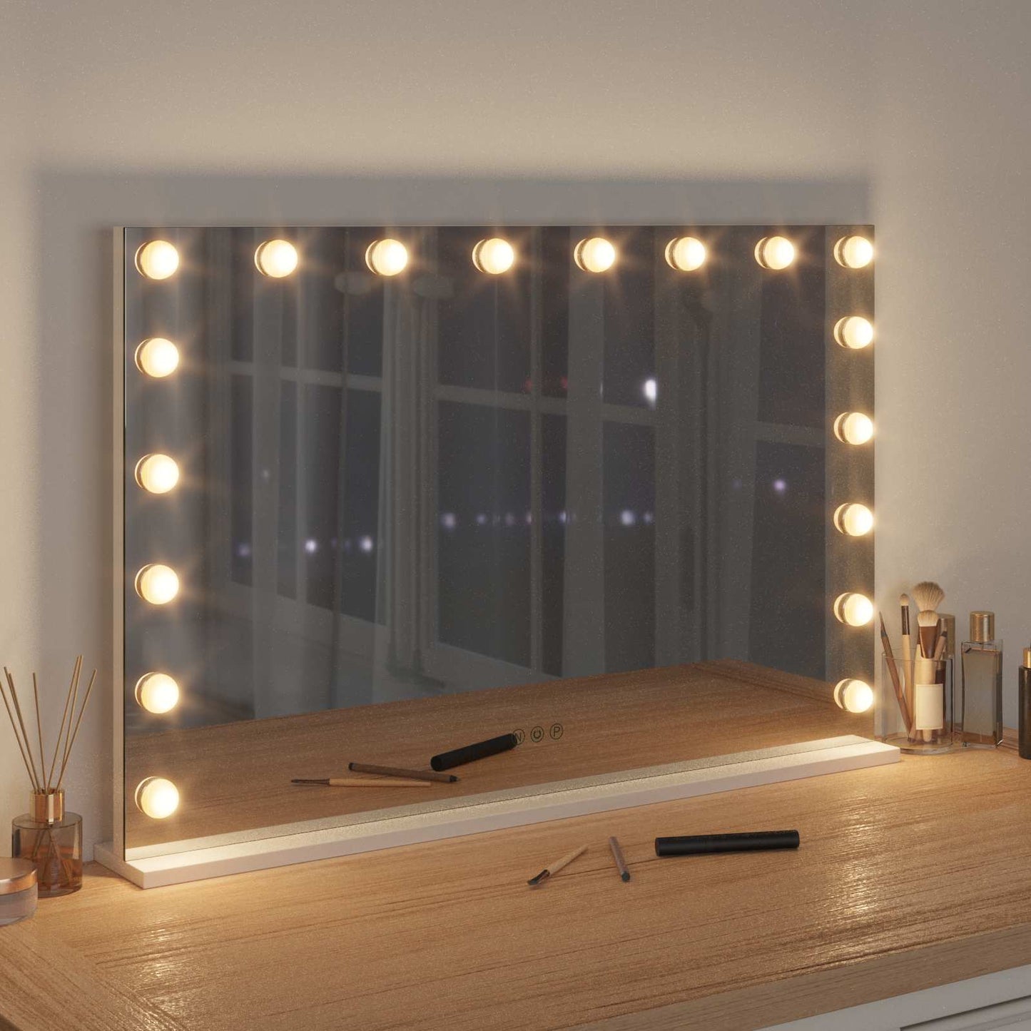 LED Vanity Mirror White 80 x 10 x 52.5 cm Glass and Steel