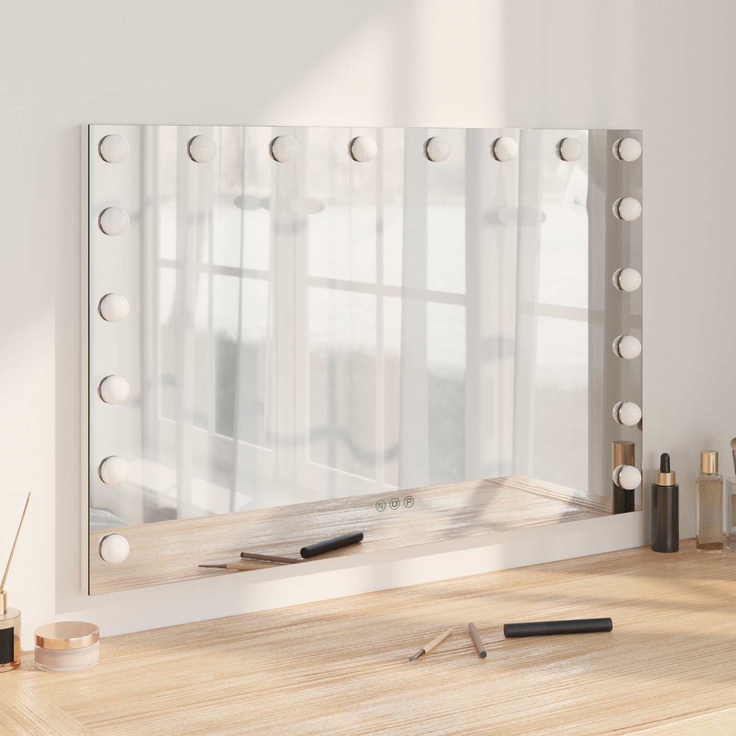 LED Vanity Mirror White 80 x 10 x 52.5 cm Glass and Steel