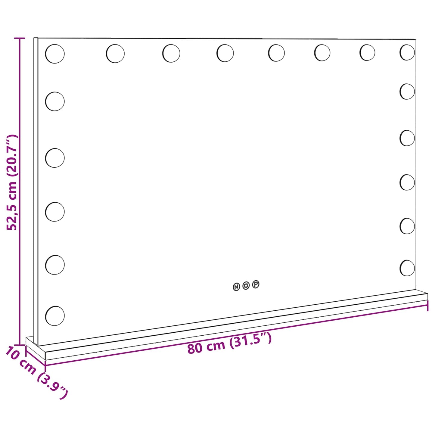 LED Vanity Mirror White 80 x 10 x 52.5 cm Glass and Steel