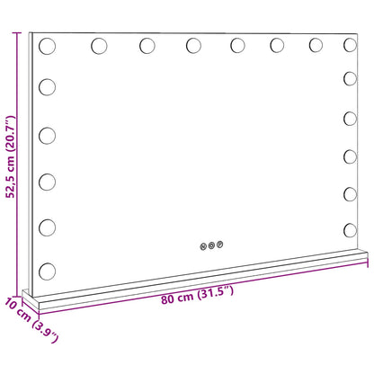 LED Vanity Mirror White 80 x 10 x 52.5 cm Glass and Steel