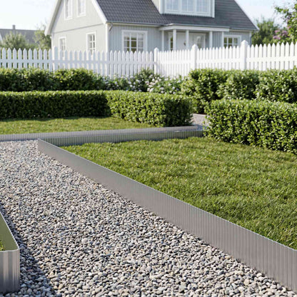 Lawn Edging 10 m x 10 cm Galvanised Steel Silver