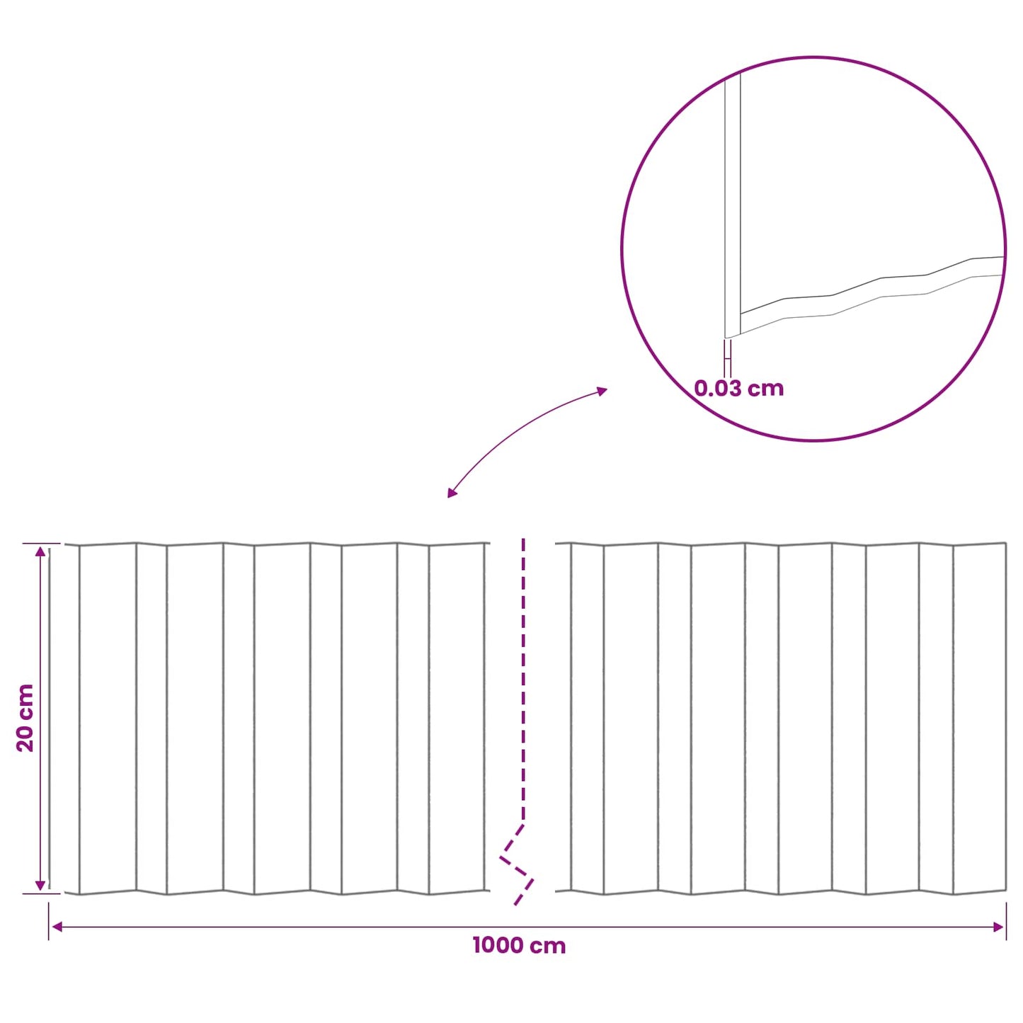 Lawn Edging 10 m x 20 cm Galvanised Steel Silver