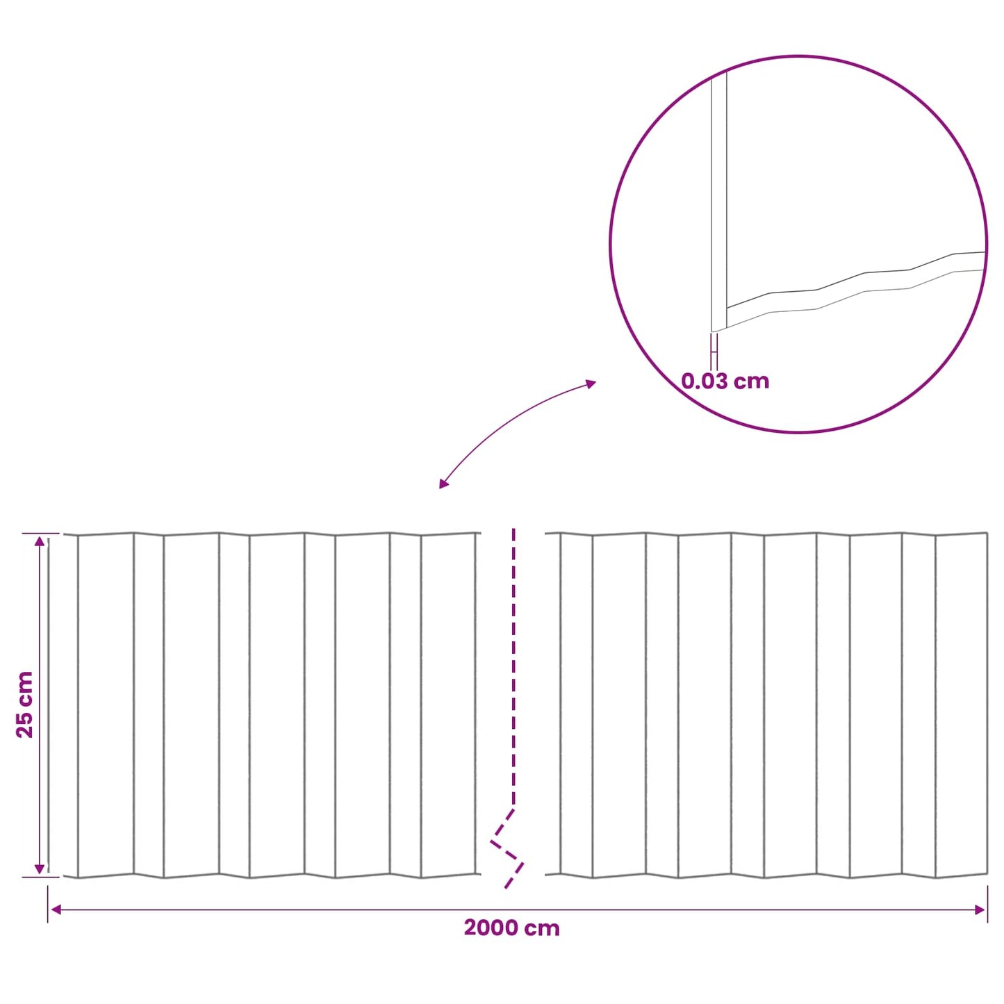 Lawn Edging 20 m x 25 cm Galvanised Steel Silver