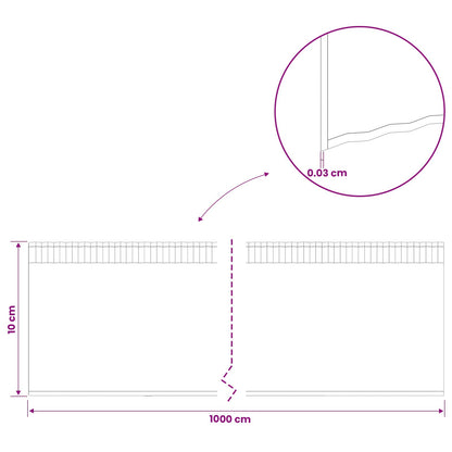 Lawn Edging 10 m x 10 cm Galvanised Steel Silver