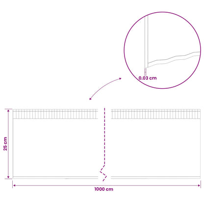Lawn Edging 10 m x 25 cm Galvanised Steel Silver
