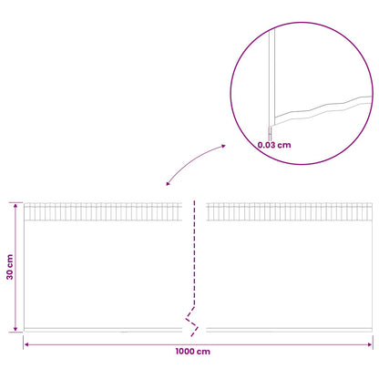 Lawn Edging 10 m x 30 cm Galvanised Steel Silver