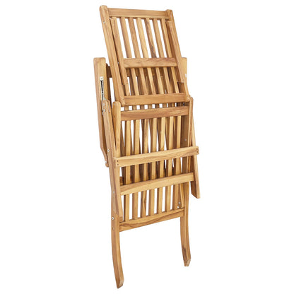 Folding Deck Chair 2 pcs Natural Solid Teak Wood