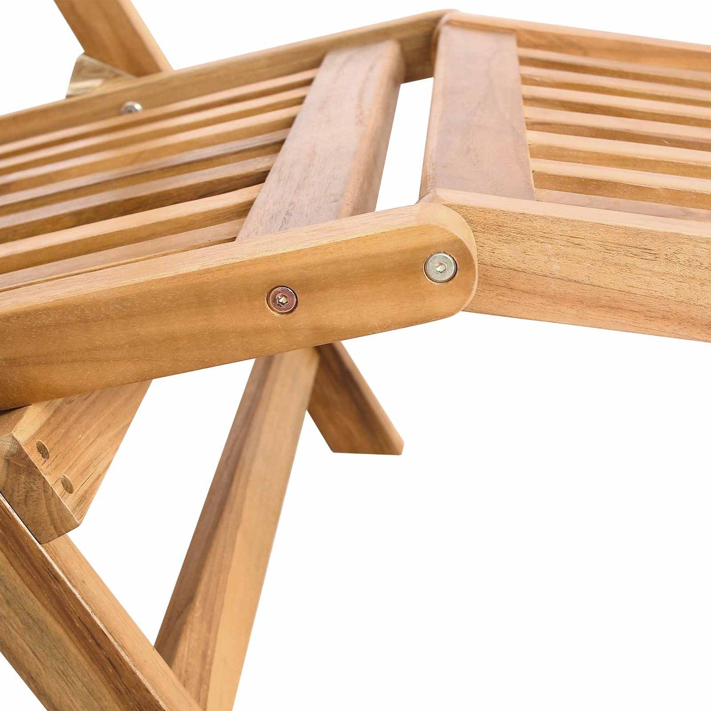 Folding Deck Chair with Table 2 pcs Natural Solid Teak Wood