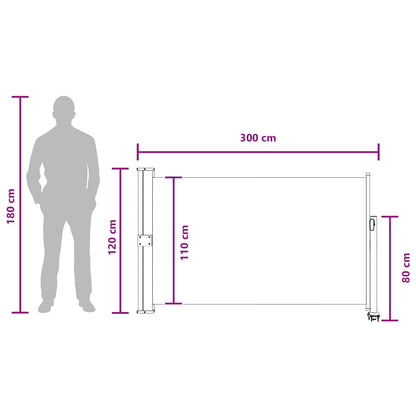 Side Awning 117 x 300 cm 100% polyester iron steel Rectangular