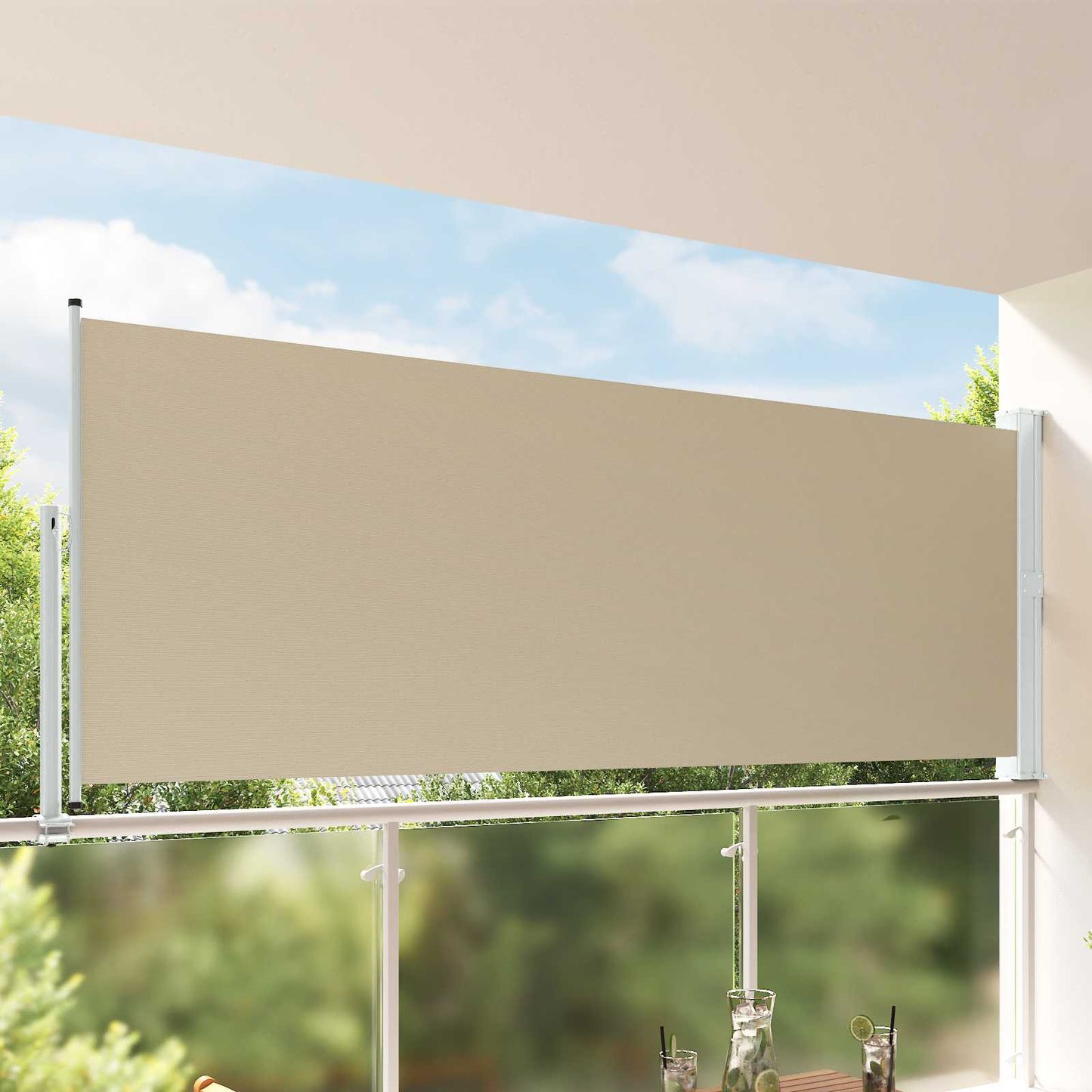 Side Awning 140 x 300 cm 100% polyester iron steel Rectangular