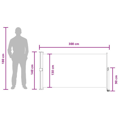 Side Awning 140 x 300 cm 100% polyester iron steel Rectangular