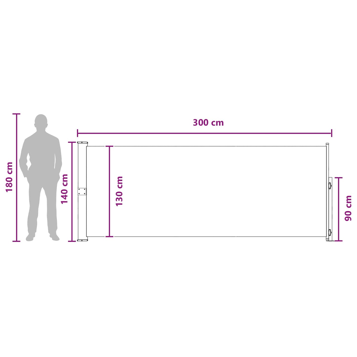 Retractable Side Awning 140 x 300 cm Polyester Rectangular