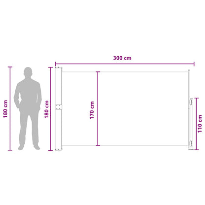 Retractable Side Awning 180 x 300 cm Polyester Rectangular
