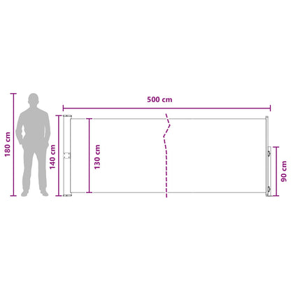 Retractable Side Awning 140 x 500 cm Polyester Rectangular