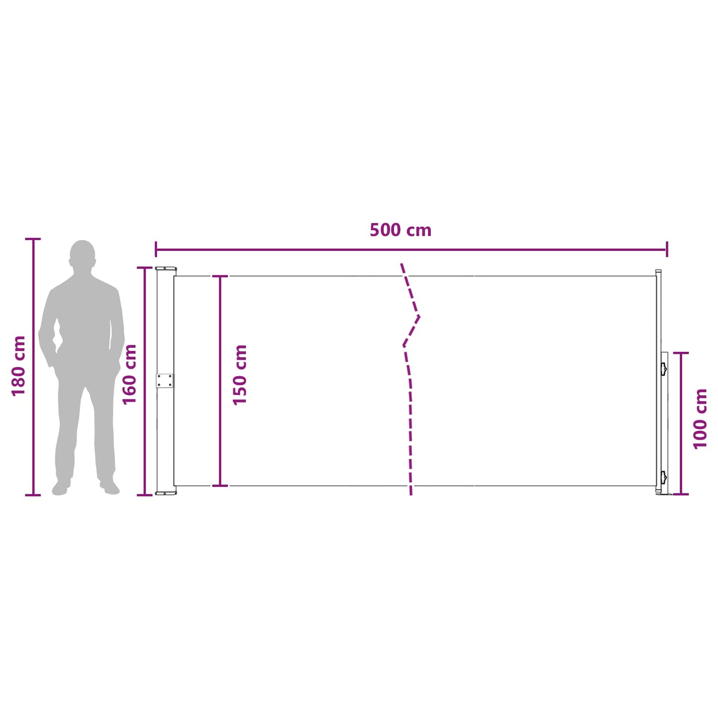 Retractable Side Awning 160 x 500 cm Polyester Rectangular