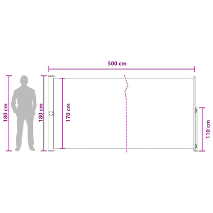Retractable Side Awning 180 x 500 cm 100% polyester iron steel