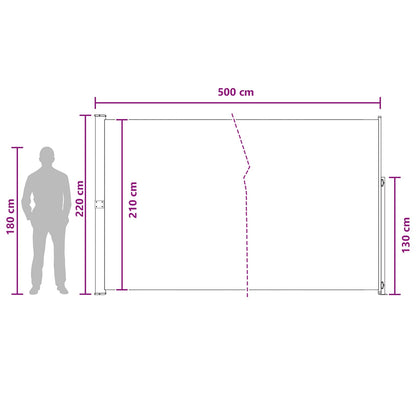 Retractable Side Awning 220 x 500 cm 100% polyester iron steel