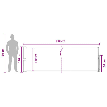 Retractable Side Awning 117 x 600 cm Polyester Rectangular