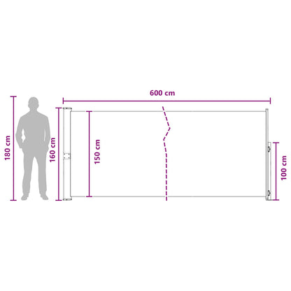 Retractable Side Awning 160 x 600 cm Polyester Rectangular