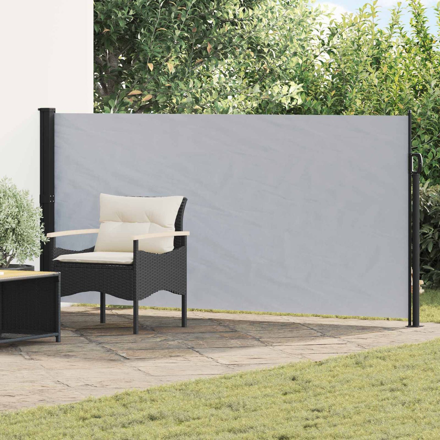 Retractable Side Awning 117 x 300 cm Polyester Rectangular Grey