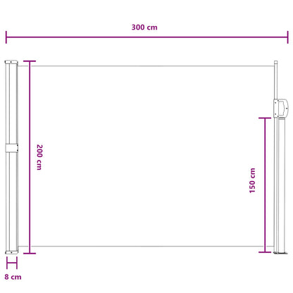 Retractable Side Awning Grey 300 x 200 cm Polyester