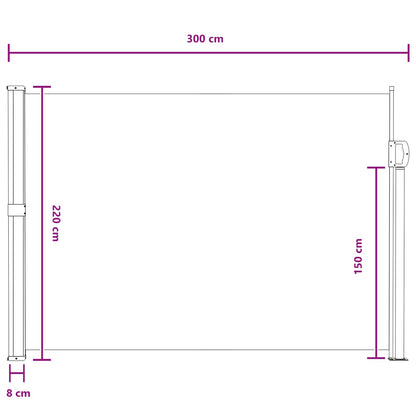 Retractable Side Awning Sand 300 x 220 cm Polyester