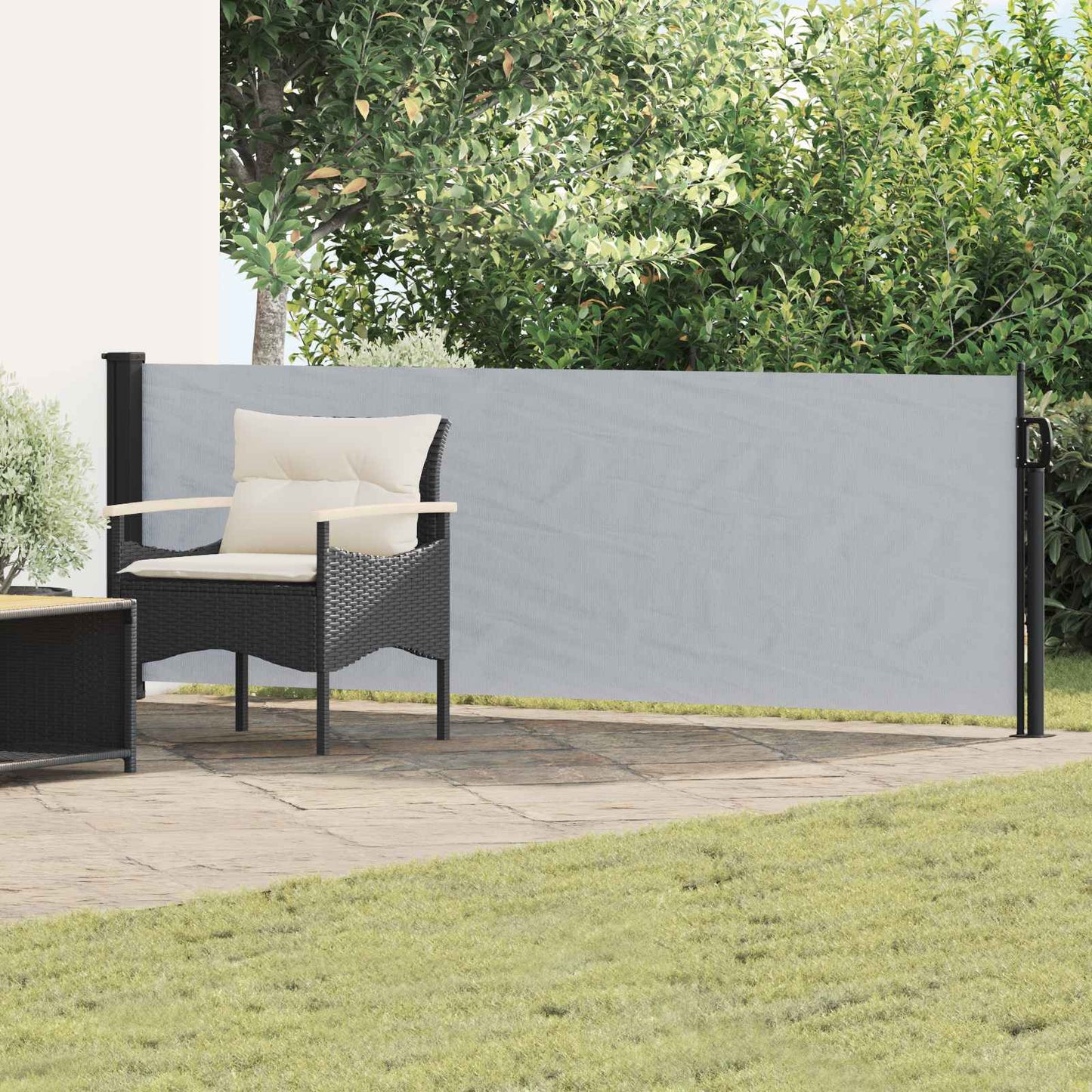 Retractable Side Awning Grey 500 x 100 cm Polyester