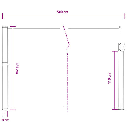 Retractable Side Awning Grey 500 x 180 cm Polyester