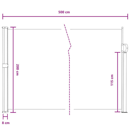 Retractable Side Awning Sand 500 x 200 cm Polyester