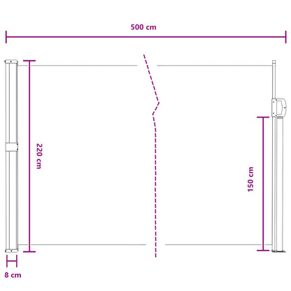 Retractable Side Awning Grey 500 x 220 cm Polyester