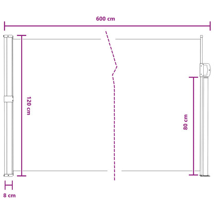Retractable Side Awning Grey 600 x 120 cm Polyester