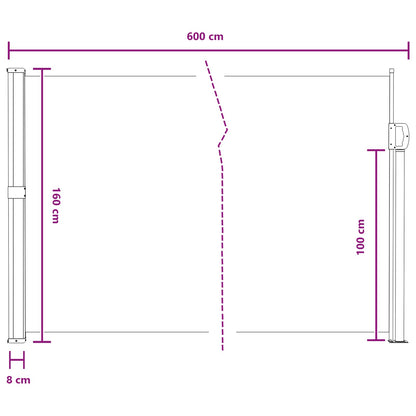 Retractable Side Awning Sand 600 x 160 cm Polyester