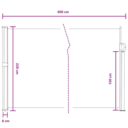 Retractable Side Awning Sand 600 x 220 cm Polyester