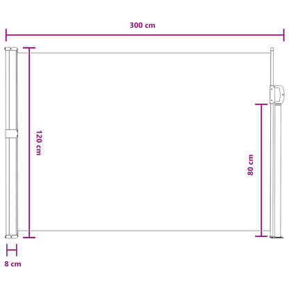Retractable Side Awning 120 x 300 cm 100% polyester iron steel