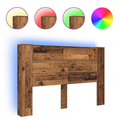 Storage Headboard with LED Old Wood 160 cm Engineered Wood