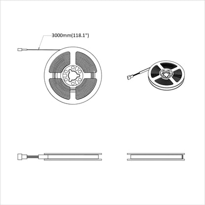 LED Strip 12 pcs Black and Transparent 3000 mm