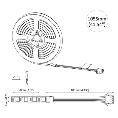 LED Strip 12 pcs Black and Transparent 900 mm